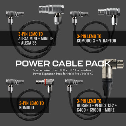 Power Cable Pack ‣ 3-Pin Lemo to Cinema Camera