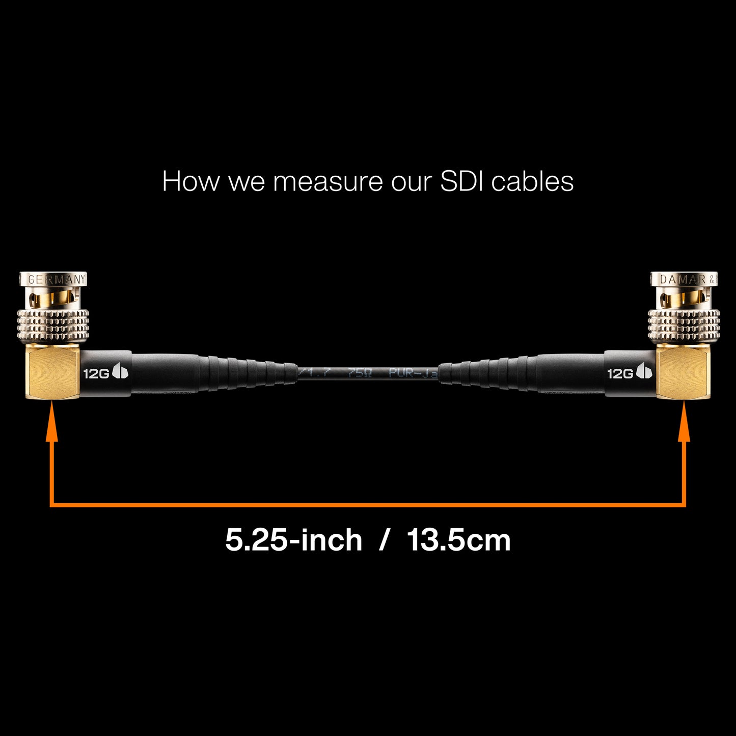 12G-SDI ‣ BNC Right Angle to BNC Right Angle